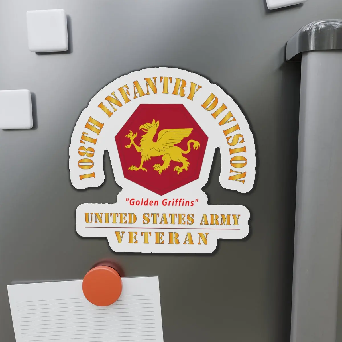 Die-Cut Magnets - Army - Ssi - 108Th Infantry Division (1952-Present) - Golden Griffins - Us Army Veteran X 300 1
