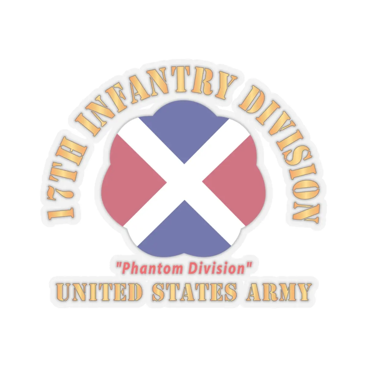 Kiss - Cut Stickers - Army - Ssi - 17Th Infantry Division - Phantom Division - Us Army X 300 2
