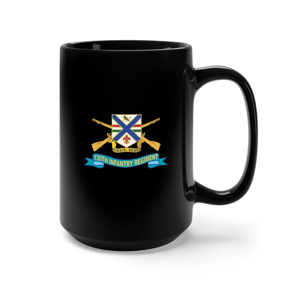 Black Mug 15Oz - Army - 130Th Infantry Regiment - Dui W Br - Ribbon X 300 2