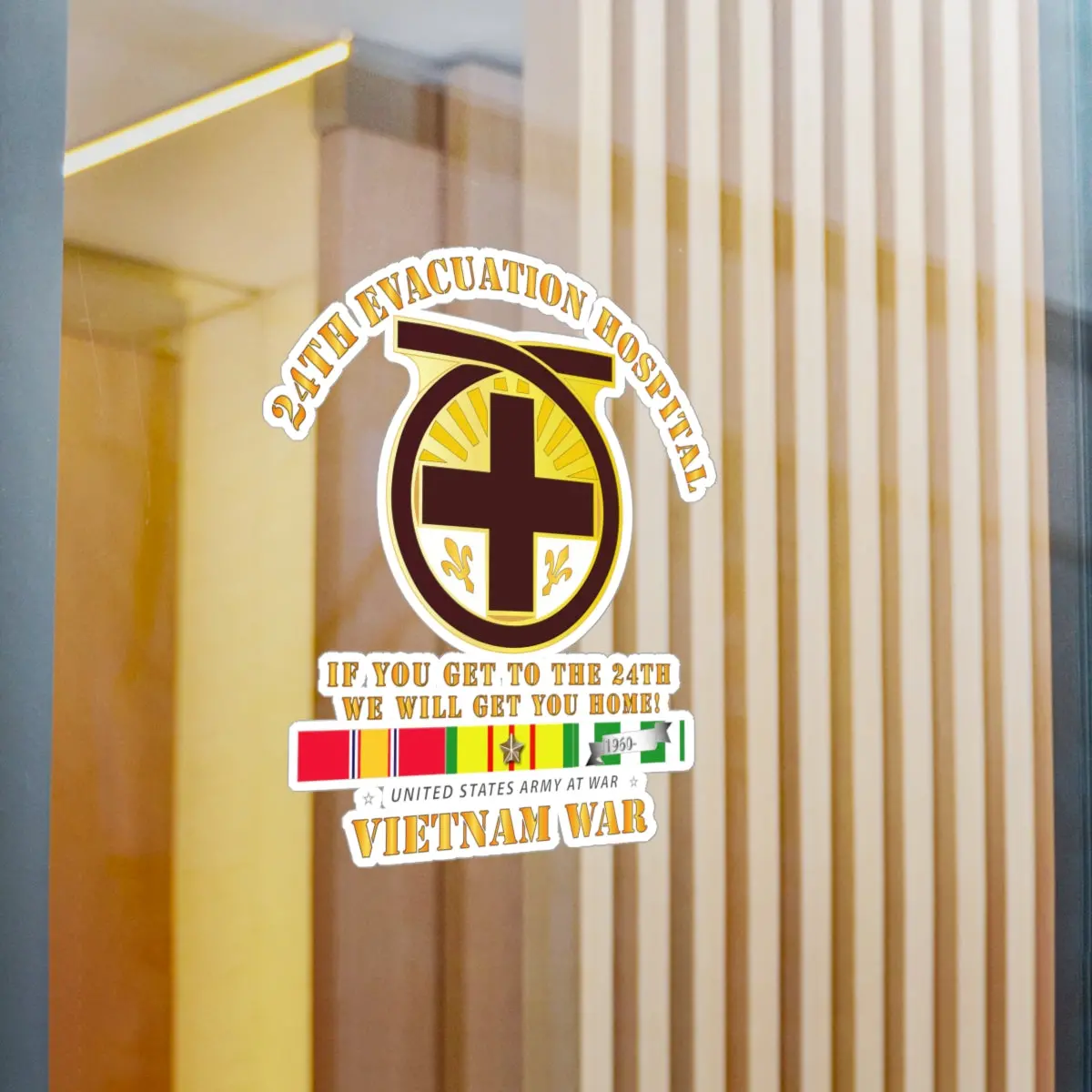Kiss-Cut Vinyl Decals - Army - 24Th Evacuation Hospital - Get To 24Th - W Vietnam Svc 2