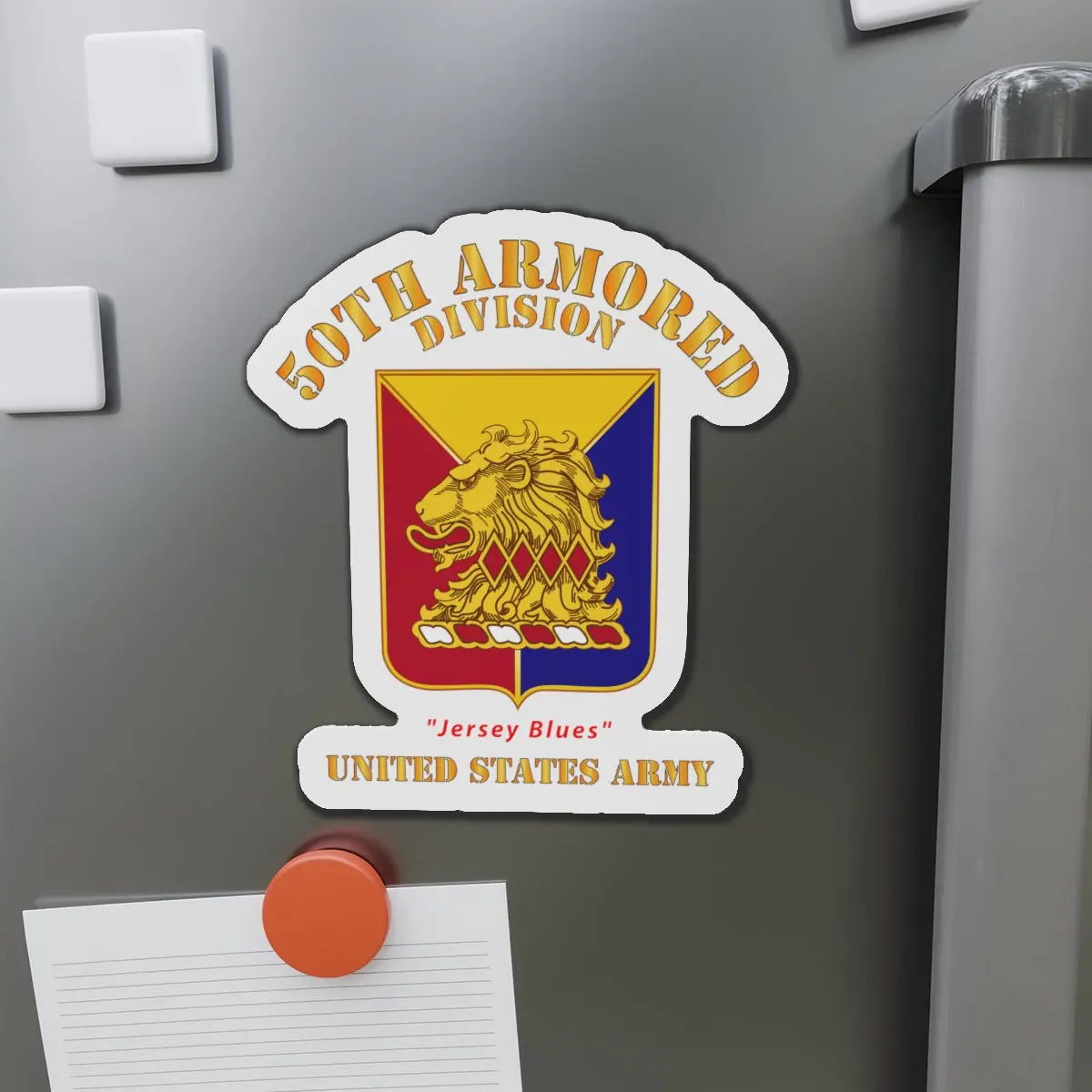 Die-Cut Magnets - Army - Dui - 50Th Armored Division Wo Txt - Jersey Blues - Us Army X 300 1
