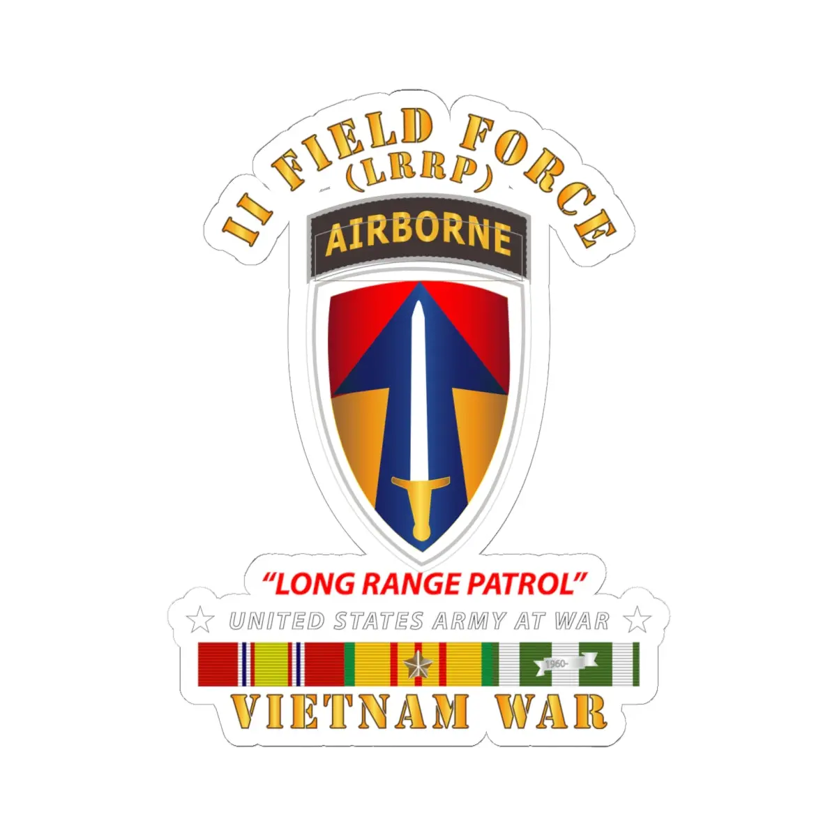 Kiss-Cut Stickers - Army - Ii Field Force - Airborne Tab - Lrp - Vietnam W Vn Svc 1