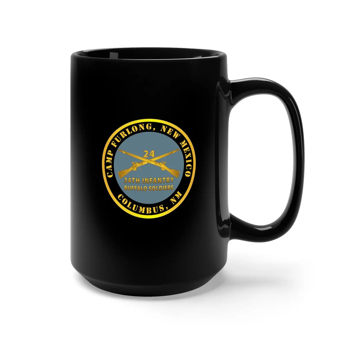 Black Mug 15Oz - Army - Camp Furlong Nm - Columbus Nm W 24Th Infantry Branch Buffalo Soldiers 2