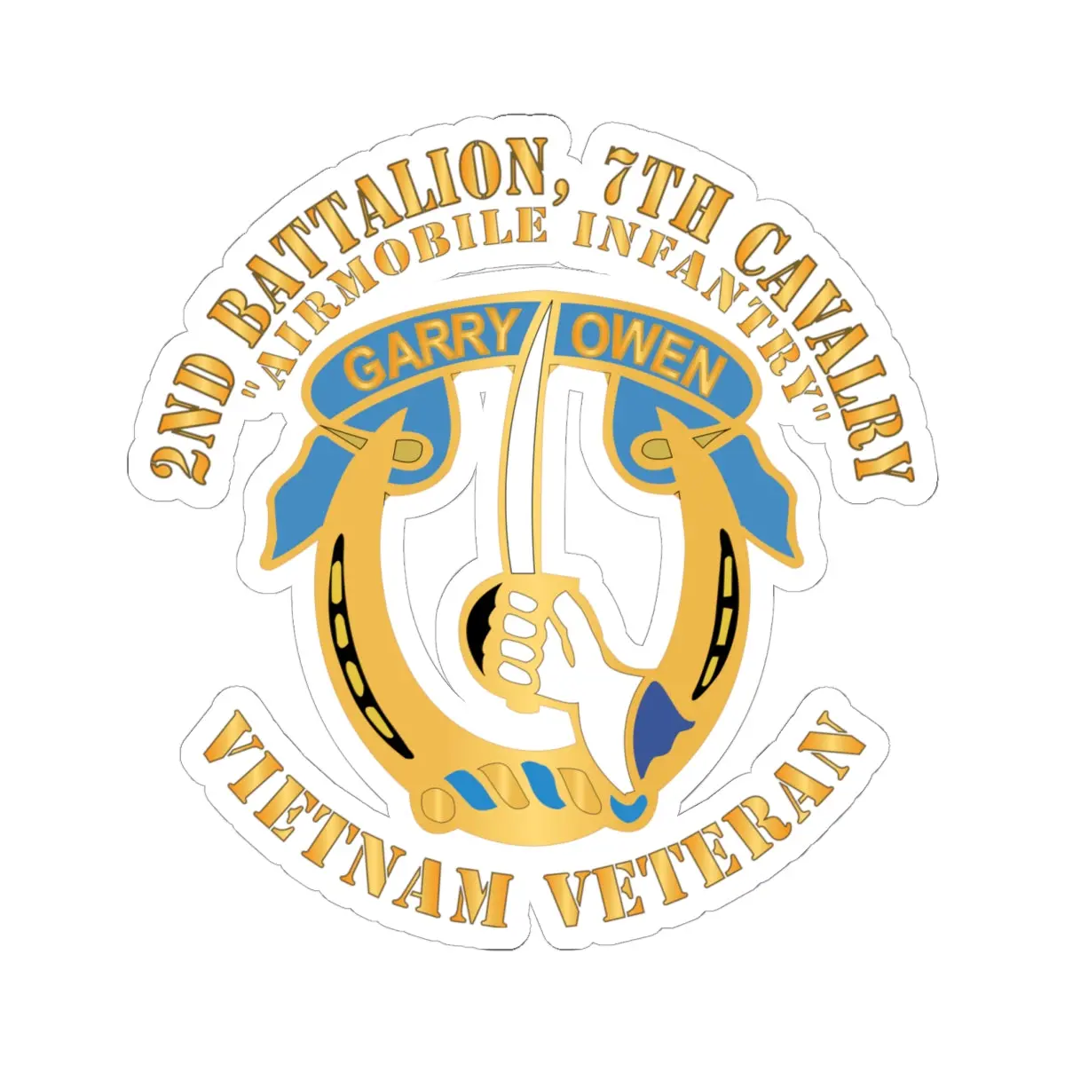 Kiss-Cut Stickers - Army - 2Nd Battalion, 7Th Cavalry - Vietnam Veteran 1