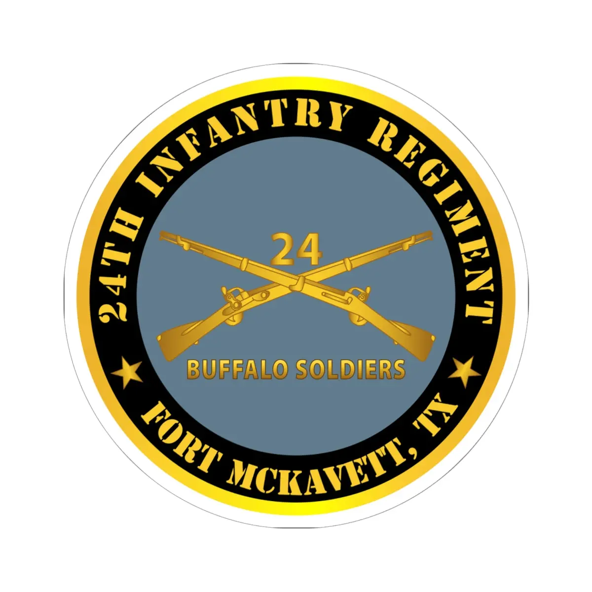 Kiss-Cut Stickers - Army - 24Th Infantry Regiment - Fort Mckavett, Tx - Buffalo Soldiers W Inf Branch 1