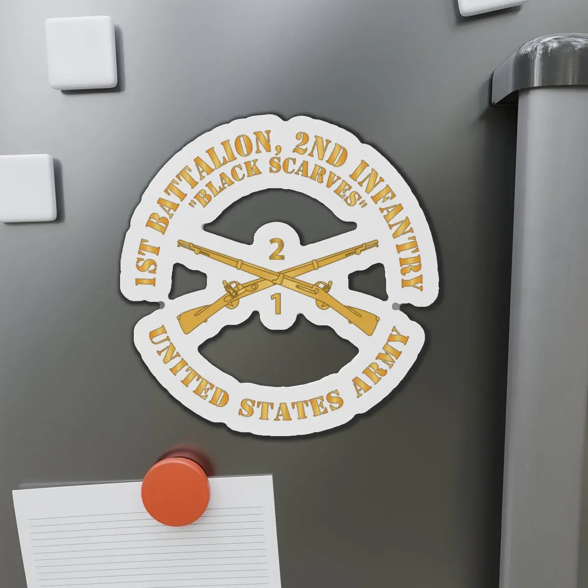 Die-Cut Magnets - Army - 1St Battalion, 2Nd Infantry Regiment Branch - Black Scarves - Us Army X 300 1