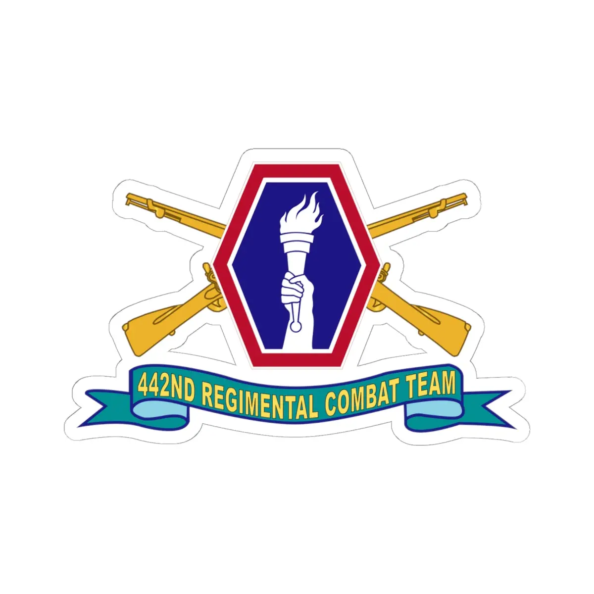 Kiss-Cut Stickers - Army - 442Nd Infantry Regimental Combat Team W Br - Ssi - Ribbon 1