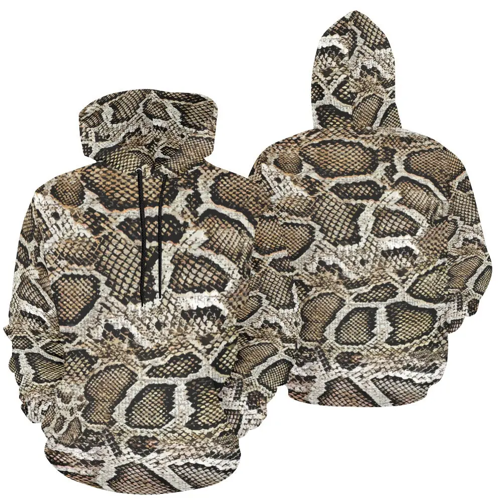 Men's All Over Print Hoodie (Usa Size) (Model H13) - Brown Snake Skin 1