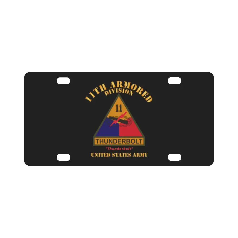 Army - Ssi - 11Th Armored Division W Name Tape - Thunderbolt - Us Army X 300 Classic License Plate 1