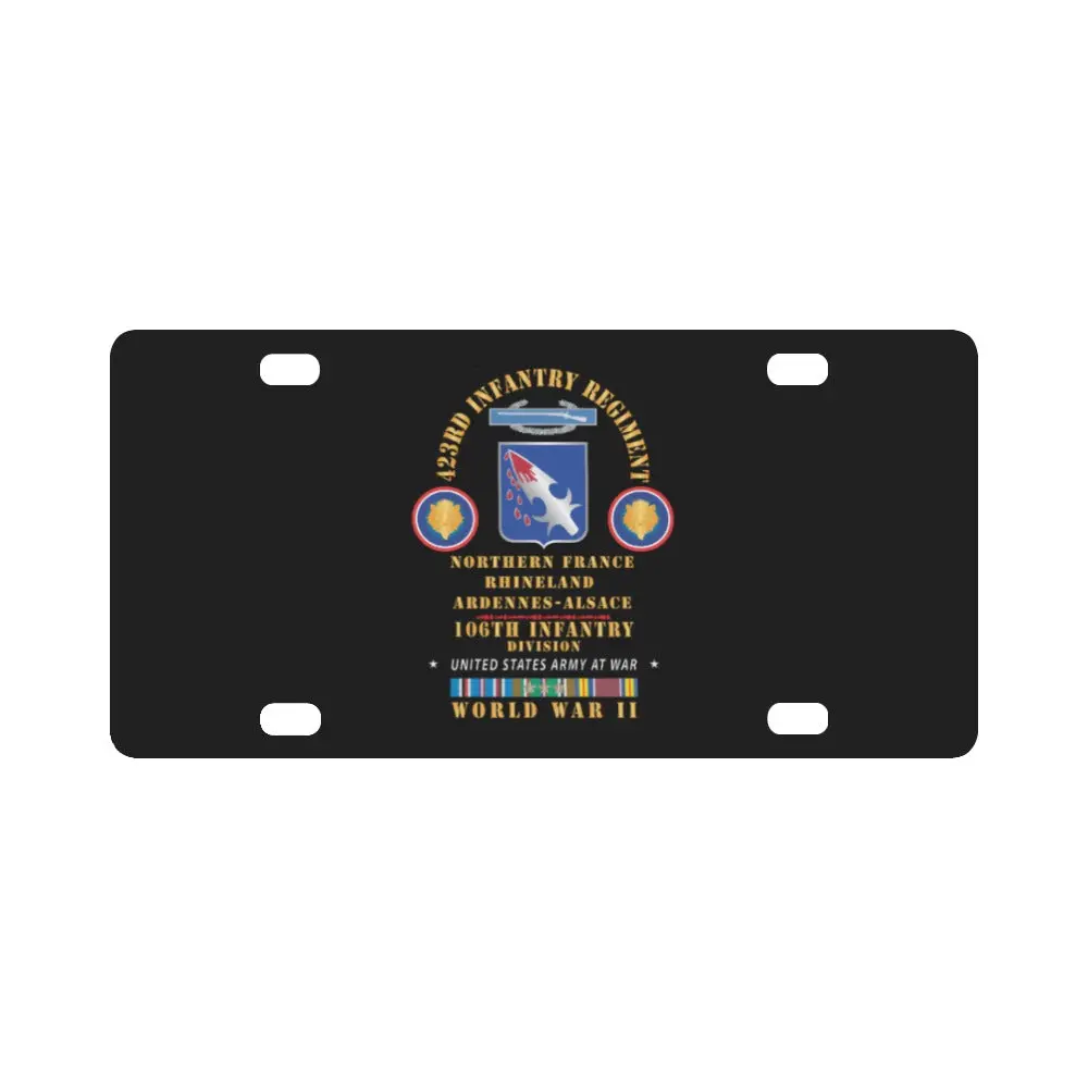 Army - 423Rd Infantry Regiment, 106Th Infantry Div - Northern France Rhineland Eur Wwii W Eur Svc X Classic License Plate 1