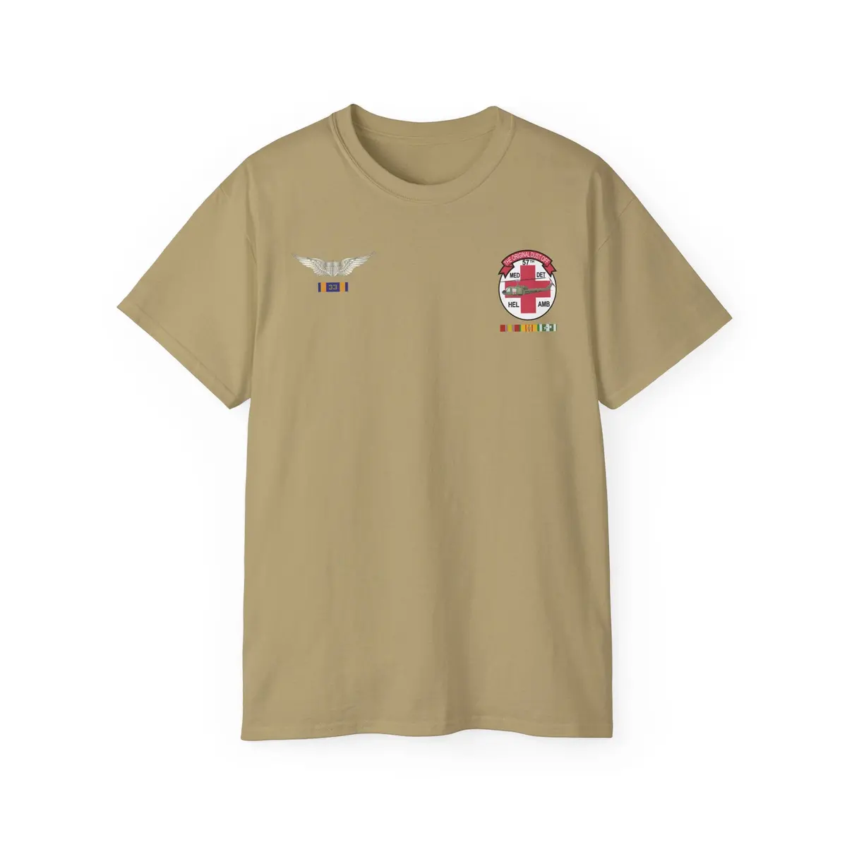 Unisex Ultra Cotton Tee - 57Th Medical Detachment "Original Dustoff" With Aviator Wings, Air Medal W Number 33 And Vietnam Service - T-Shirts - Classic 3