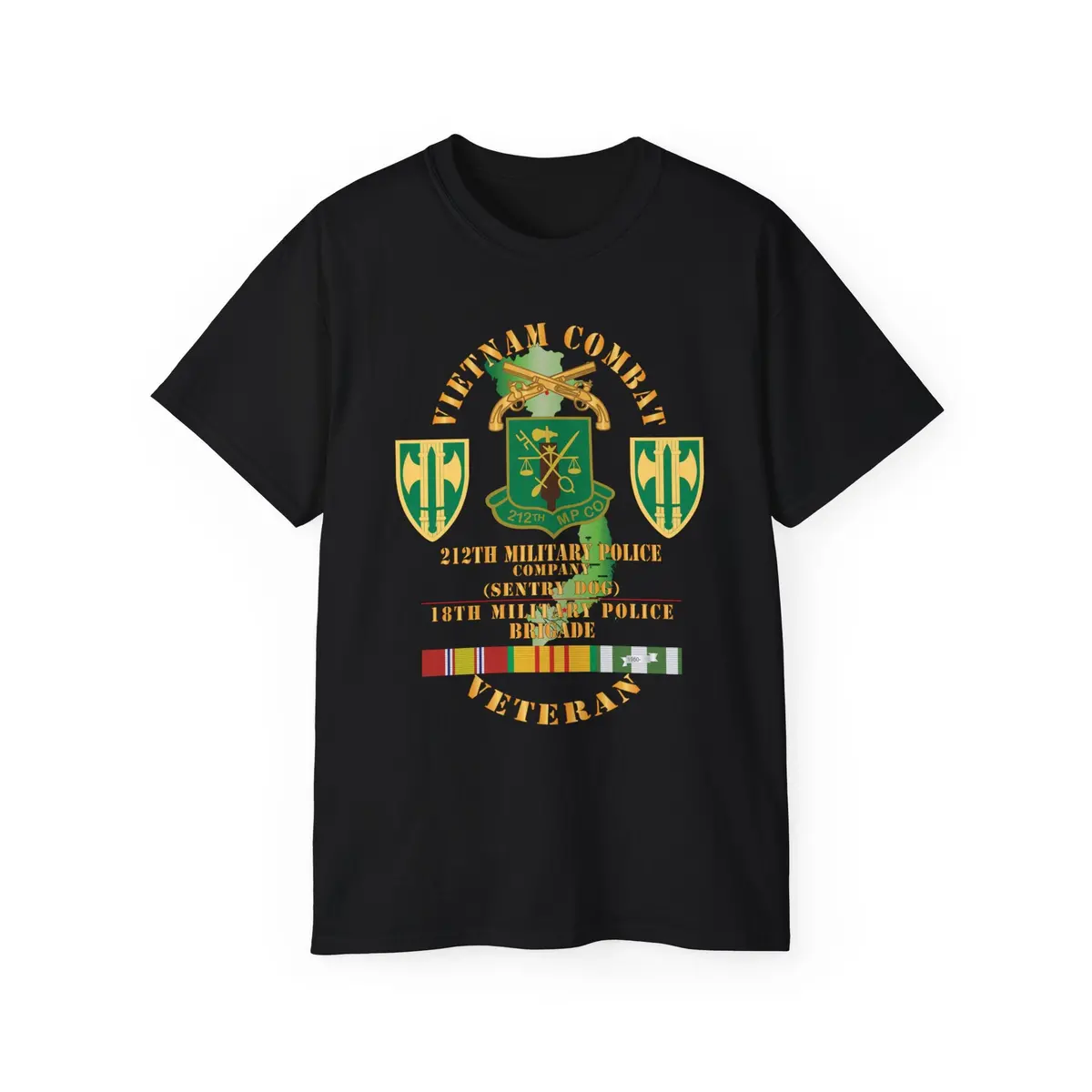 Unisex Ultra Cotton Tee - Army - Vietnam Combat Veteran W 212Th Military Police Company - 18Th Mp Bde Ssi - Vn Svc X 300 10