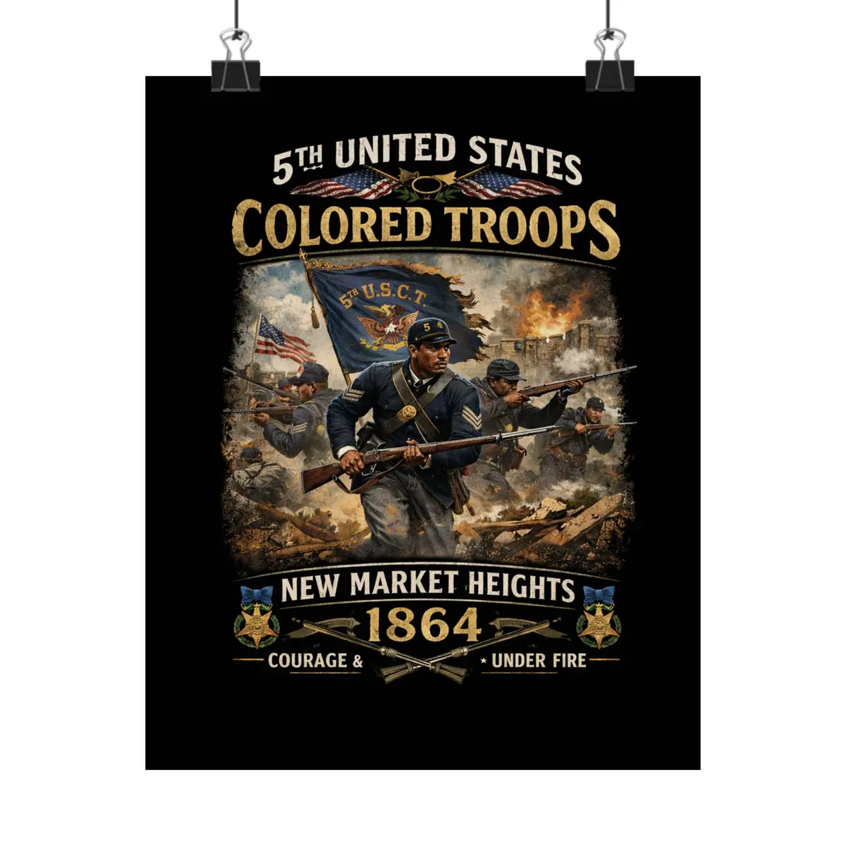 Matte Poster - 5Th Usct At New Market Heights - Shirt - Front 1