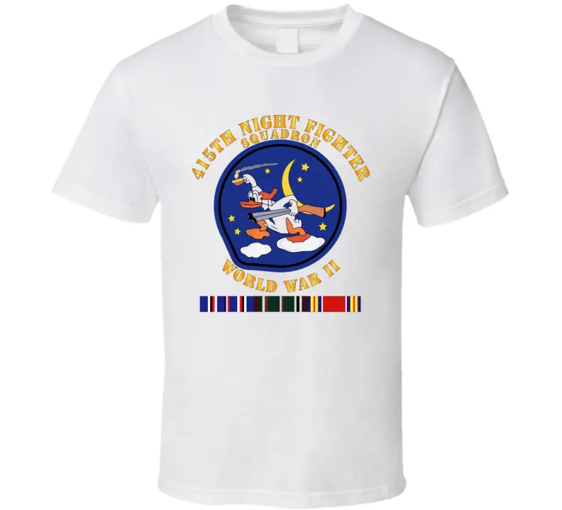 Vintage-style 415th Night Fighter Squadron T-shirt honoring World War II service in the European Theater