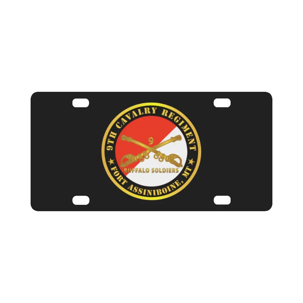 Army - 9Th Cavalry Regiment - Fort Assiniboine, Mt - Buffalo Soldiers W Cav Branch Classic License Plate 1
