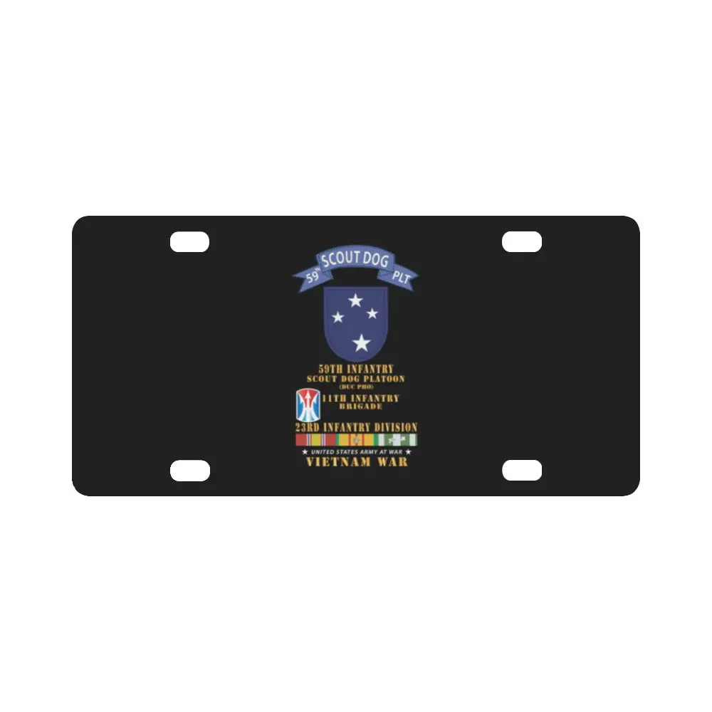 Army - 59Th Infantry Scout Dog Platoon - Blue Tab, 11Th Inf Bde, 23Rd Inf Div - Vn Svc X 300 Classic License Plate 1