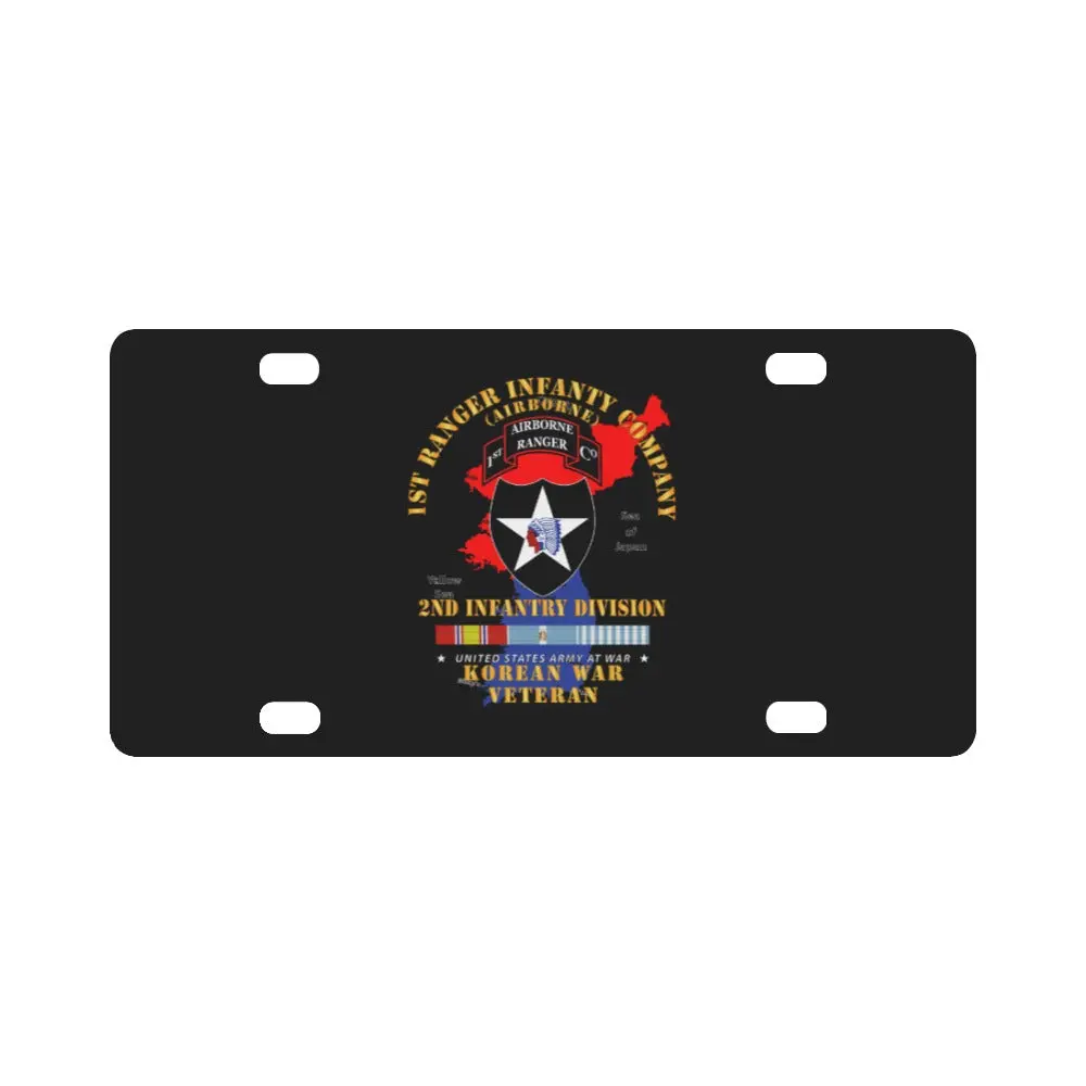 Army - 1St Ranger Inf Company - 2Nd Id W Map W Korea Svc X 300 Classic License Plate 1