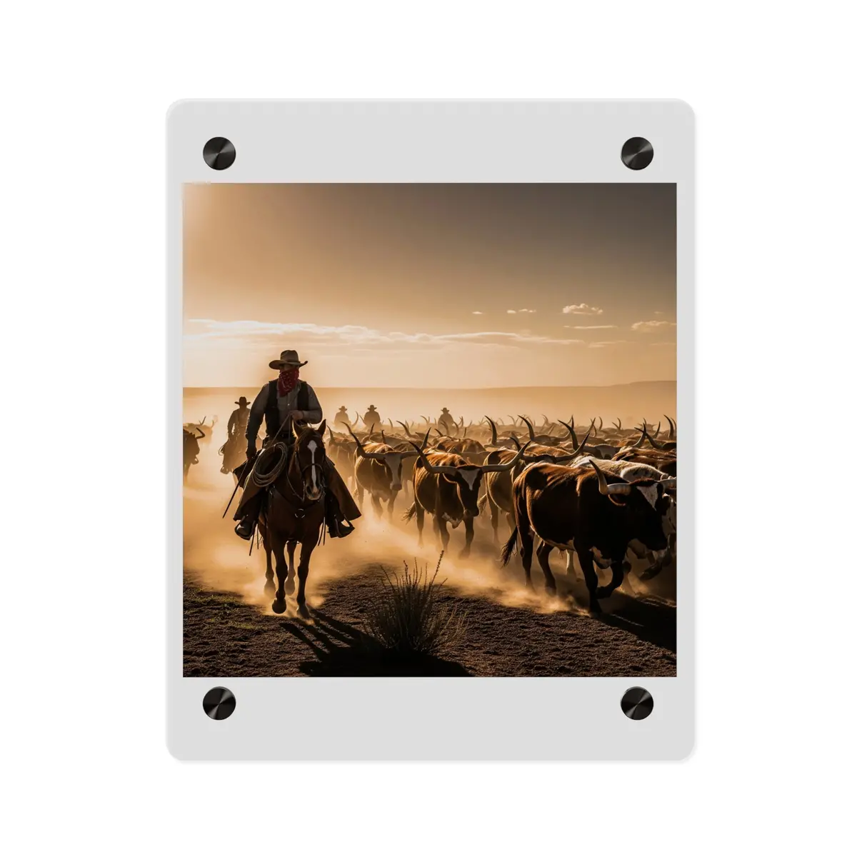 Acrylic Wall Art Panel - Dirty, Dusty Cattle Drive In The Old West 6