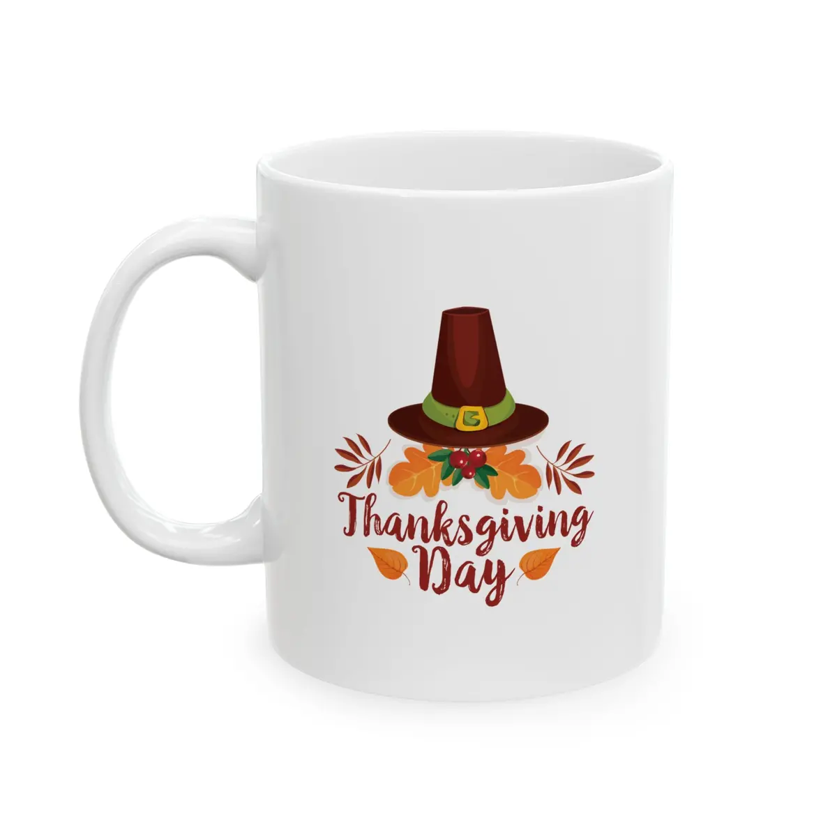 White Ceramic Mug - 11Oz & 15Oz - Thanksgiving Day - Happy Thanksgiving Day 1