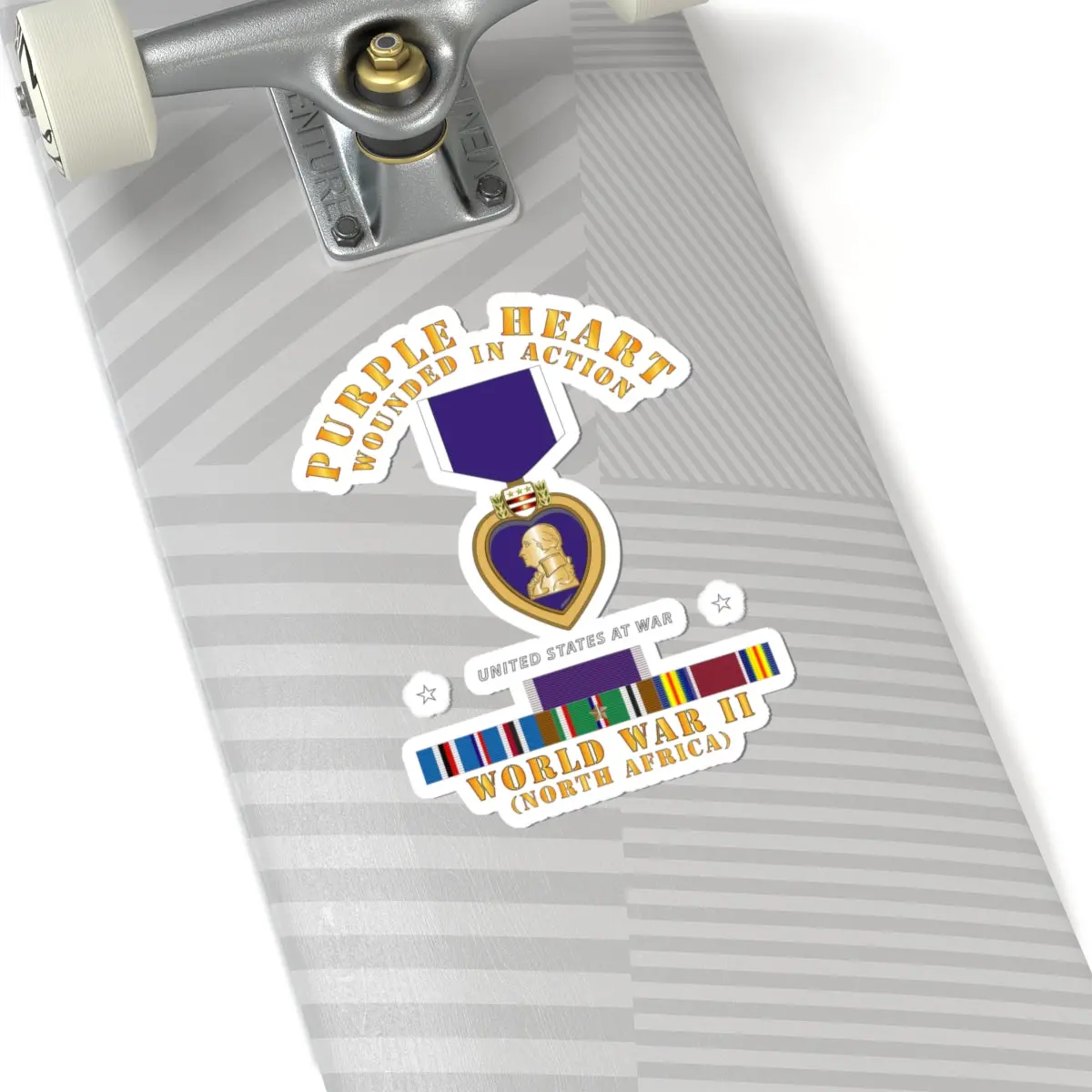 Kiss-Cut Stickers - Purple Heart - Wia W Wwii Svc W Purple Heart - North Africa 2
