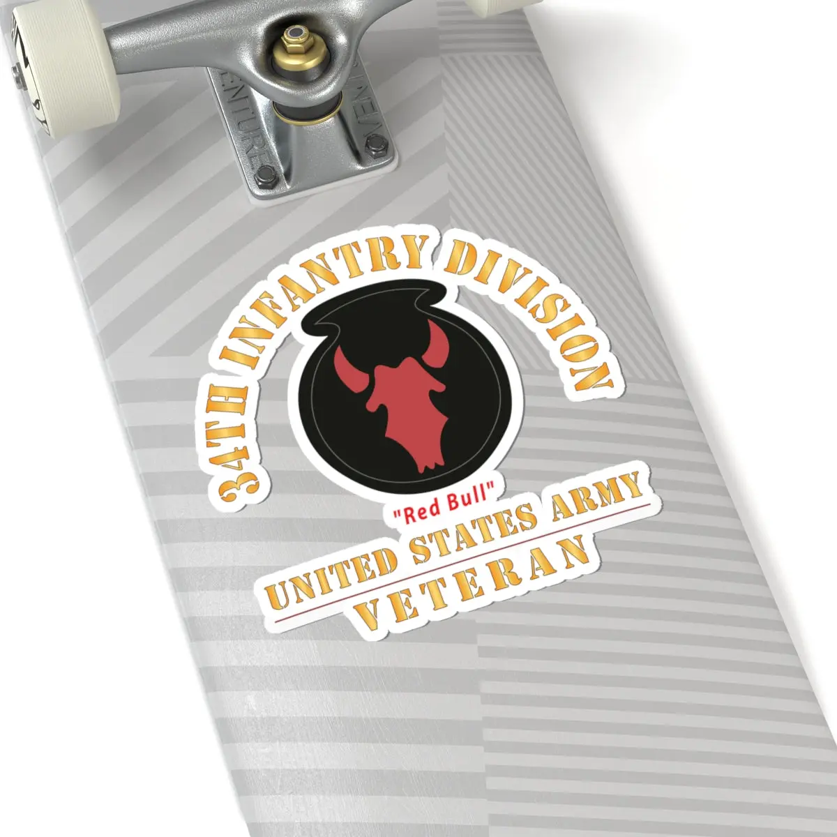 Kiss - Cut Stickers - Army - Ssi - 34Th Infantry Division - Red Bull - Us Army Veteran X 300 3