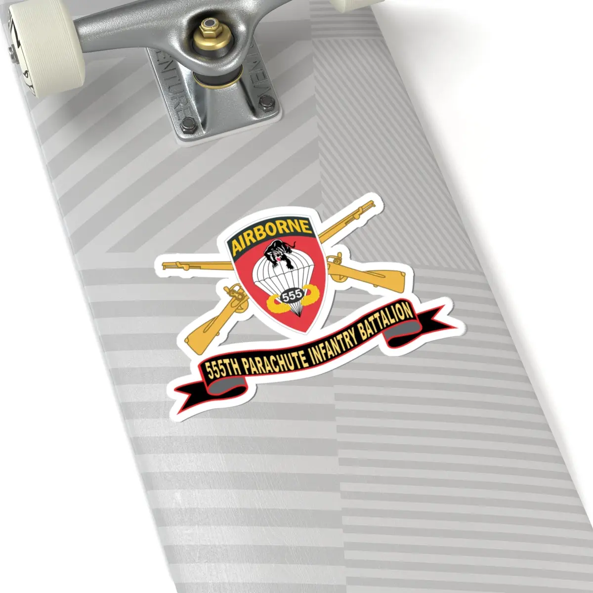 Kiss-Cut Stickers - Army - 555Th Parachute Infantry Battalion - Ssi - Black - Red W Br - Ribbon X 300 2