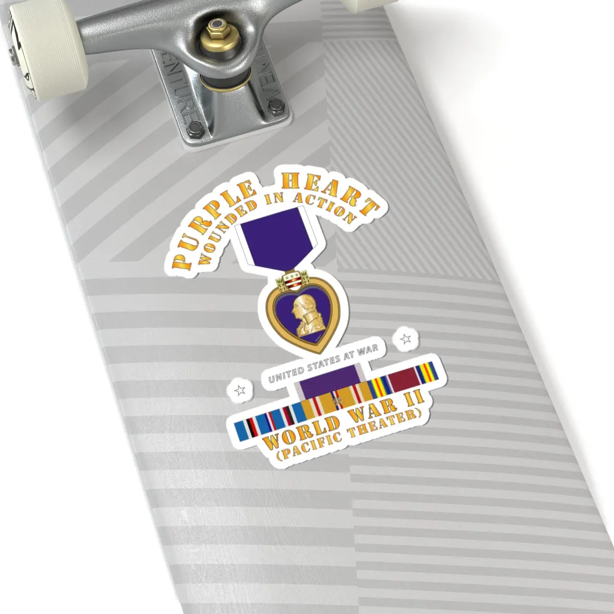 Kiss-Cut Stickers - Purple Heart - Wia W Wwii Svc W Purple Heart - Pacific 2