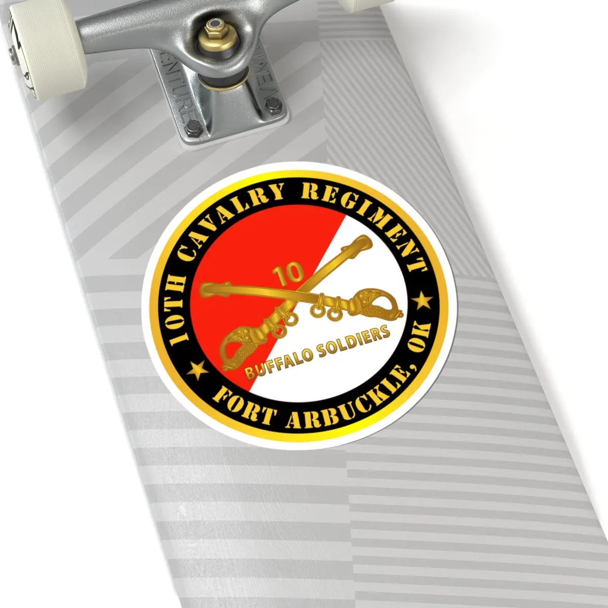 Kiss-Cut Stickers - Army - 10Th Cavalry Regiment - Fort Arbuckle, Ok - Buffalo Soldiers W Cav Branch 3