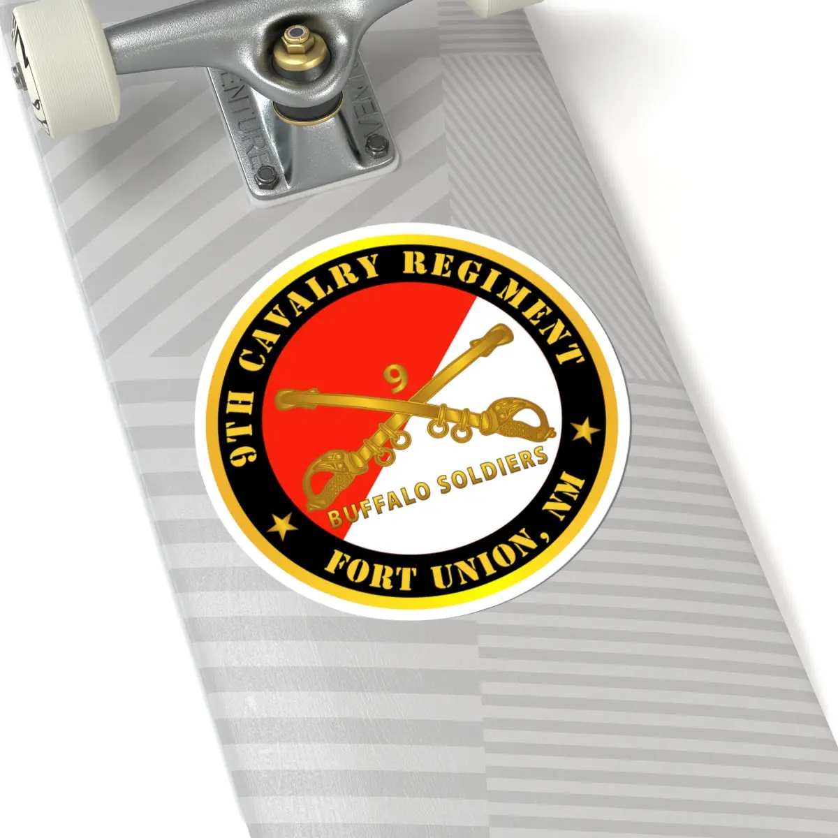 Kiss-Cut Stickers - Army - 9Th Cavalry Regiment - Fort Union, Nm - Buffalo Soldiers W Cav Branch 3