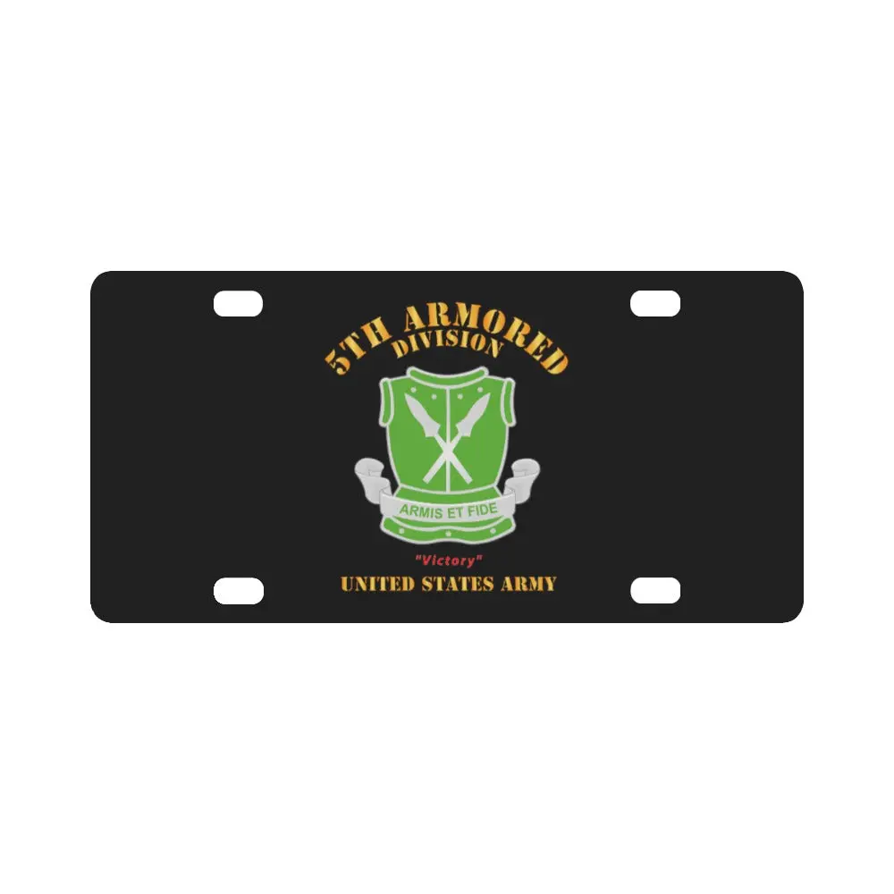 Army - Dui - 5Th Armored Division - Victory - Us Army X 300 Classic License Plate 1