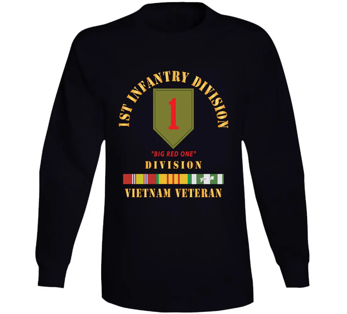 Army - Ssi - 1St Infantry Division - Big Red One - Vietnam Veteran W Vn Svc Bar - Long Sleeve 1
