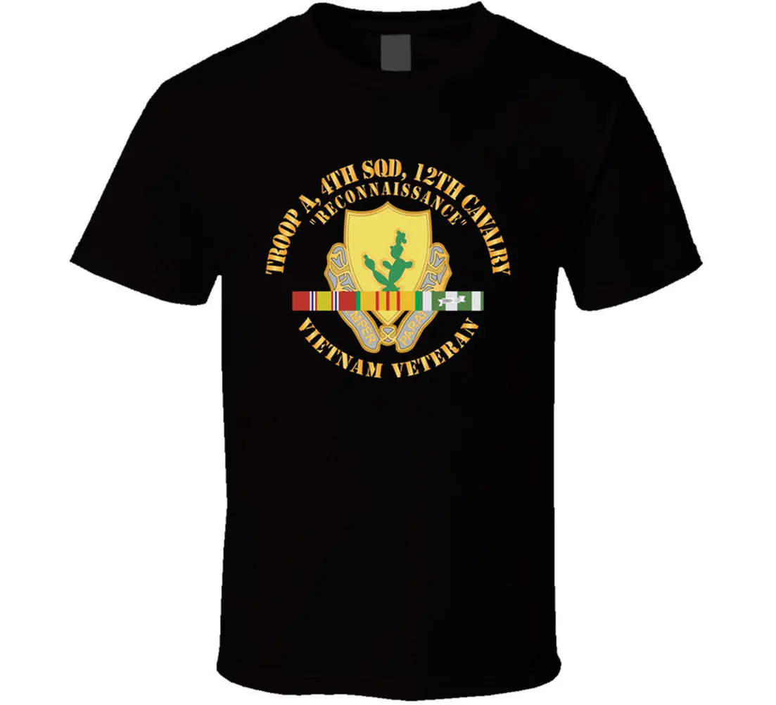 Army - Troop A, 4Th Squadron, 12Th Cavalry W Svc Ribbons T Shirt - Classic 2