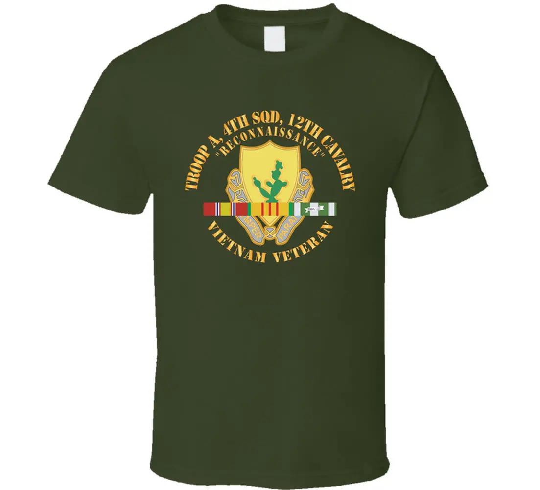 Army - Troop A, 4Th Squadron, 12Th Cavalry W Svc Ribbons T Shirt - Classic 5