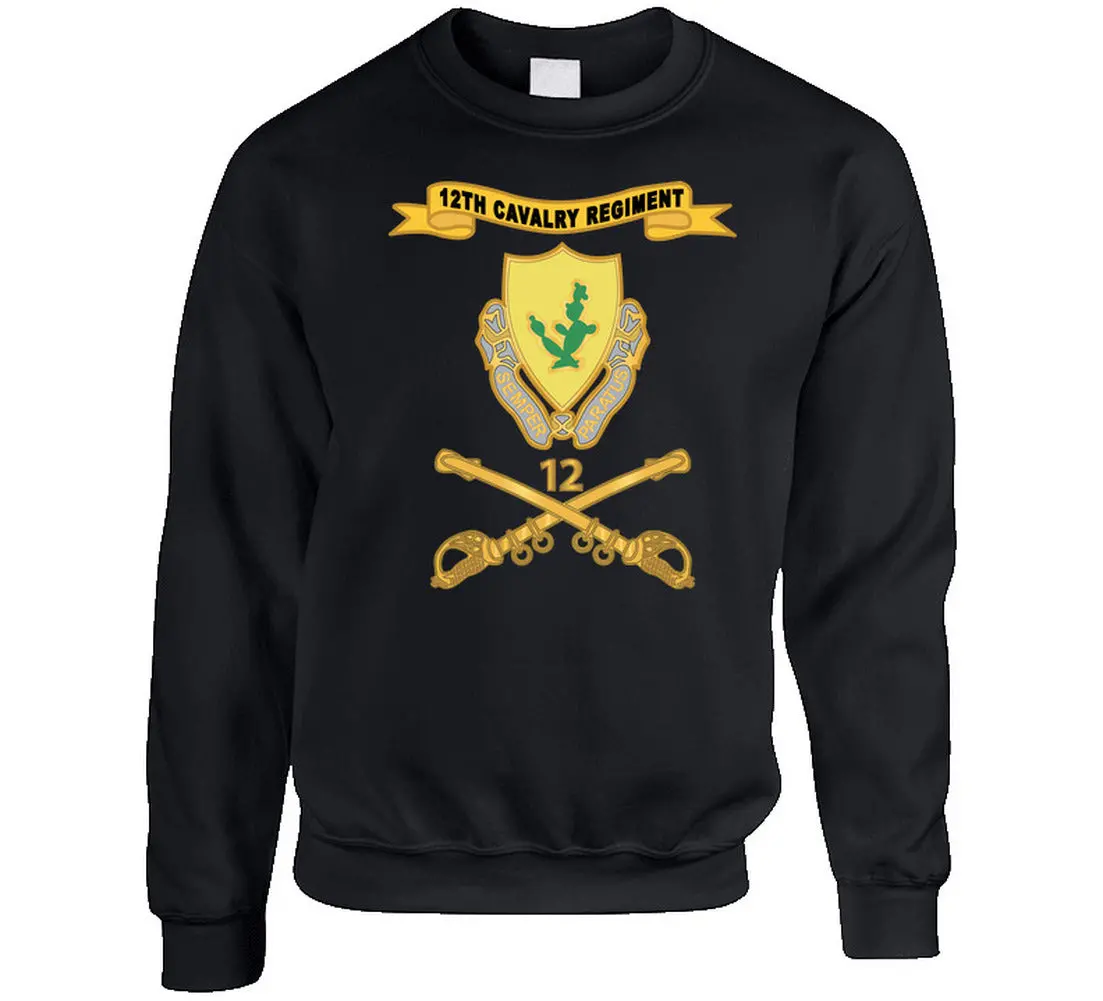 Army  - 12Th Cavalry Regiment - Ribbon W Number Br - Sweatshirt 1