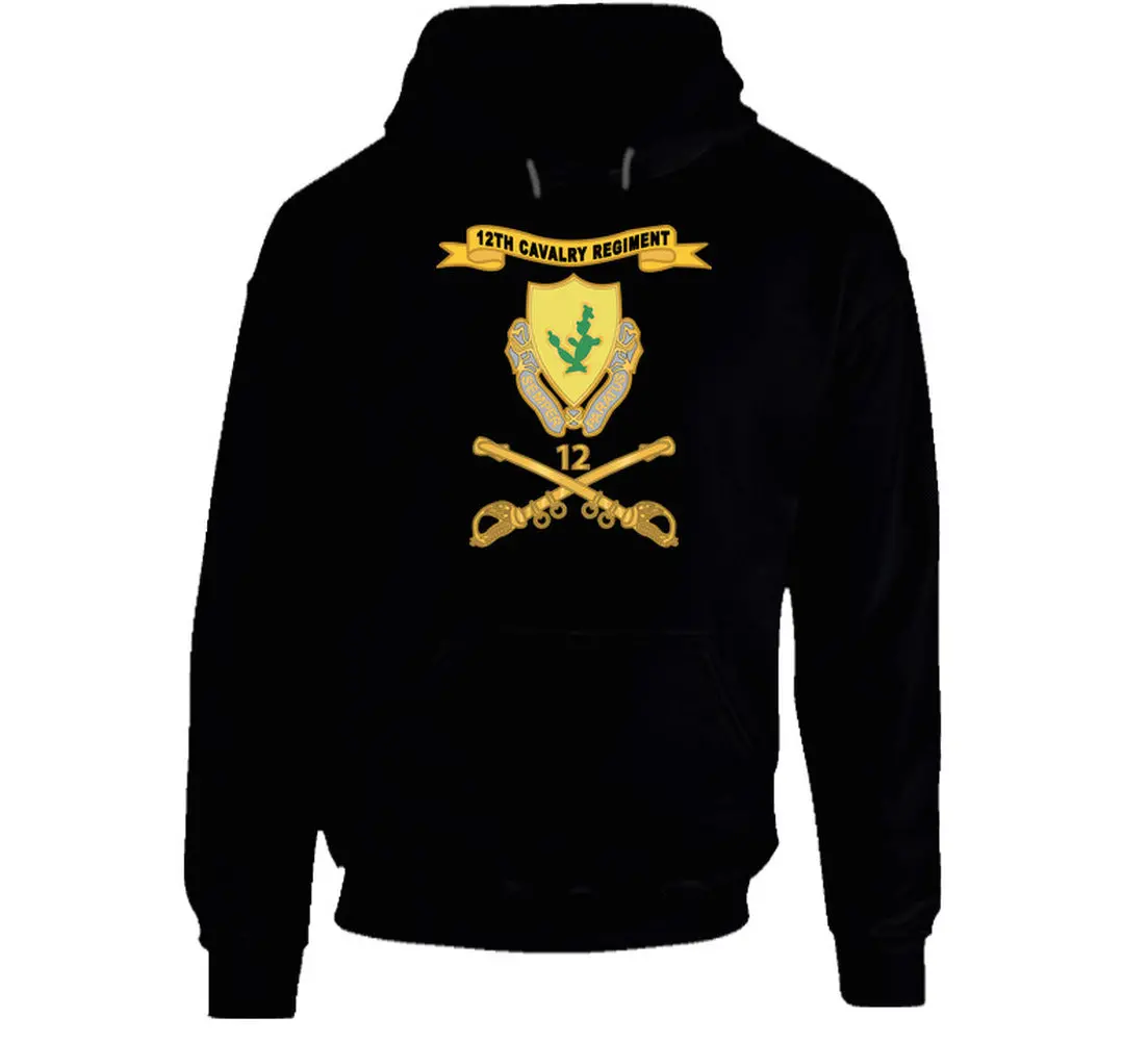 Army  - 12Th Cavalry Regiment - Ribbon W Number Br - Hoodie 1