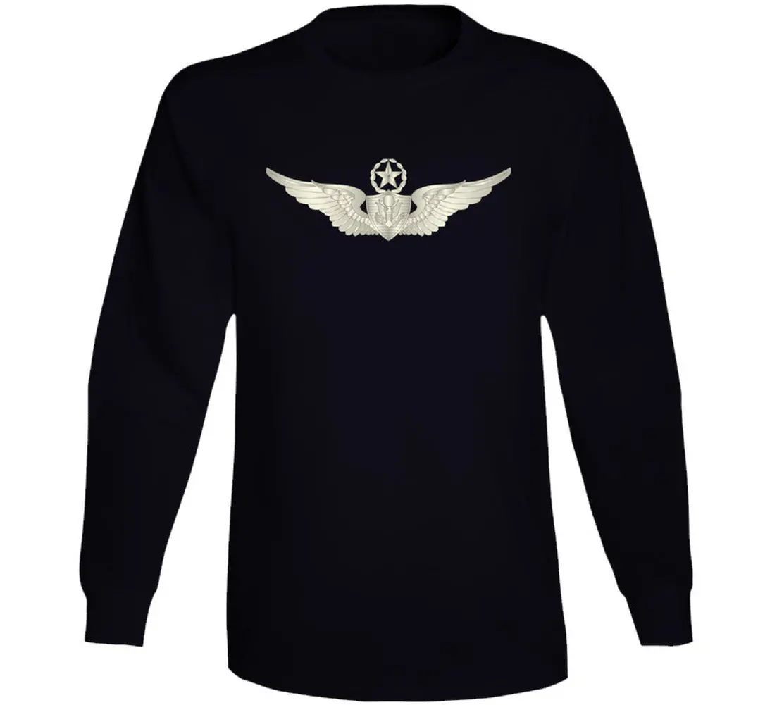 Long Sleeve Shirt Featuring Army Aviation Master Badge Design with Gradient Accent
