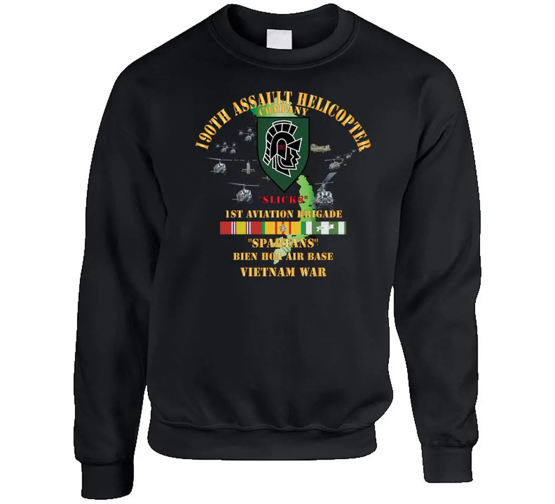 Army - 190Th Assault Helicopter Company - Ssi - Green, Spartans - Bien Hoa Air Base, W Vn Svc - Sweatshirt 1