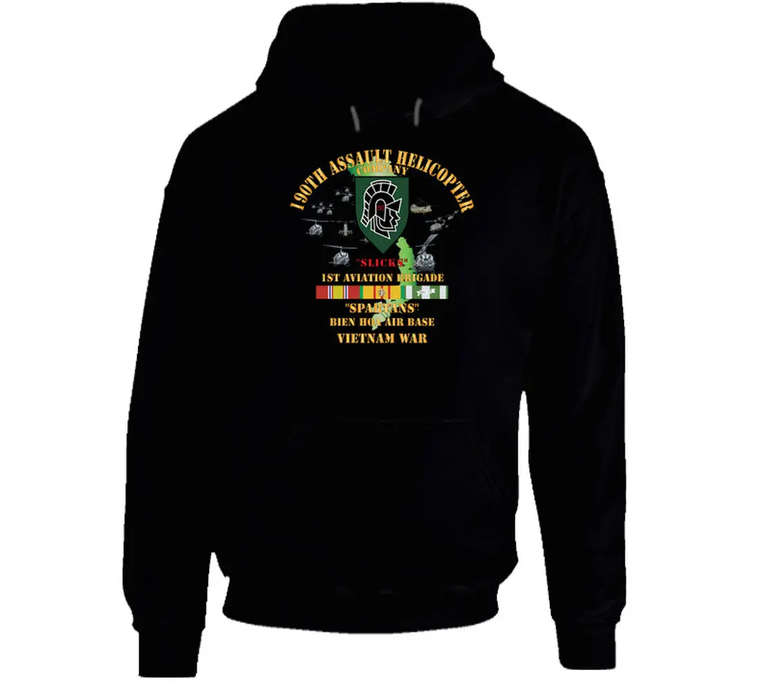 Army - 190Th Assault Helicopter Company - Ssi - Green, Spartans - Bien Hoa Air Base, W Vn Svc - Hoodie 1