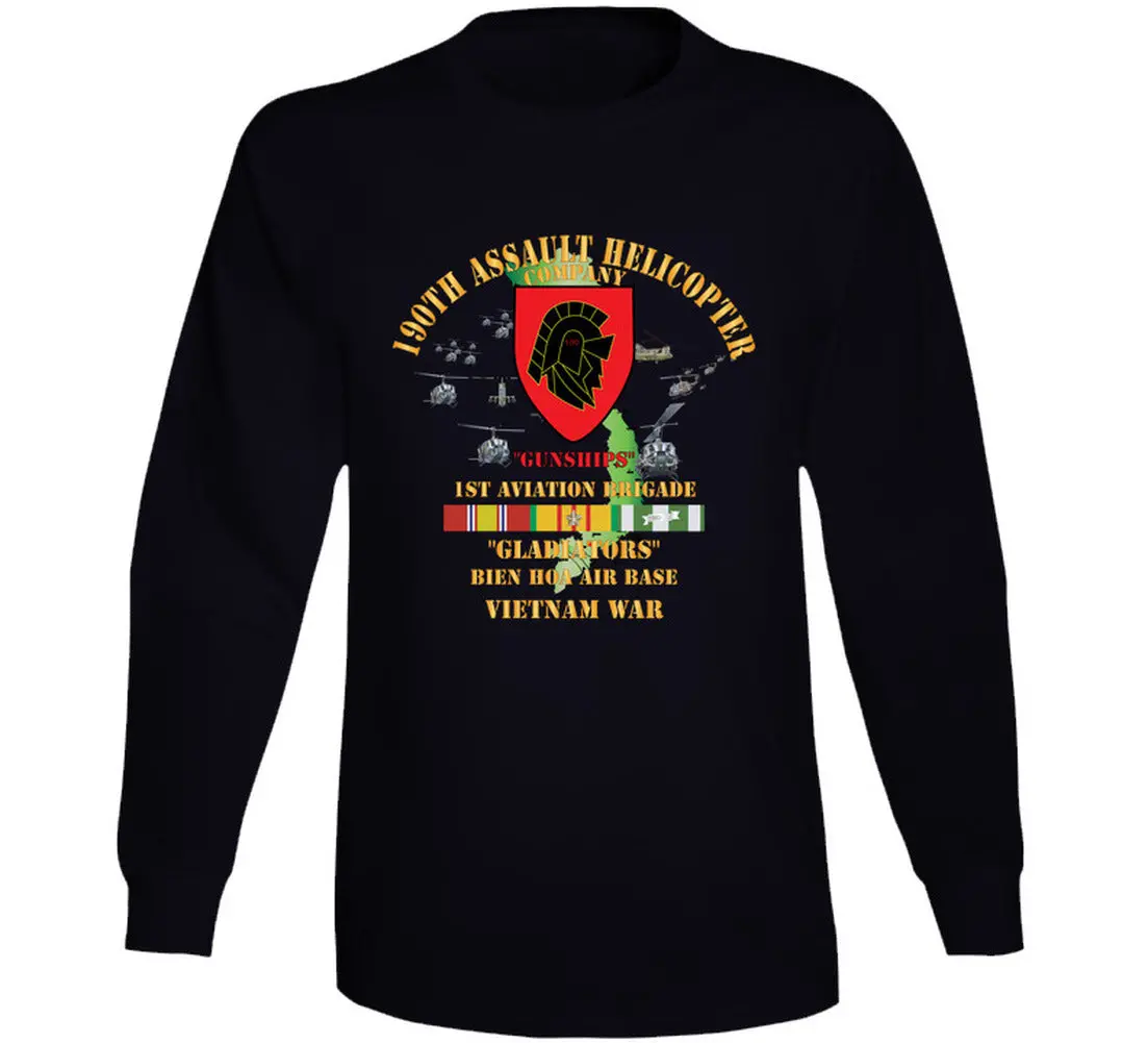 Army - 190Th Assault Helicopter Company - Ssi - Red-  Gladiators - Bien Hoa Air Base, W Vn Svc - Long Sleeve 1