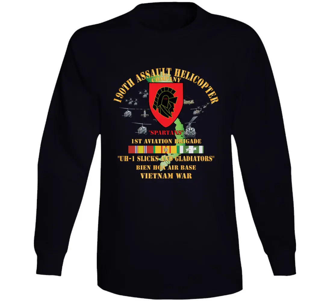 Army - 190Th Assault Helicopter Company - Ssi - Red-  Gladiators - Bien Hoa Air Base, W Vn Svc - Long Sleeve 1