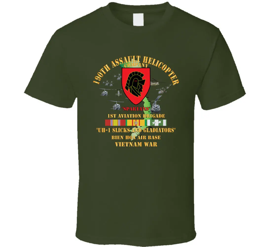 Army - 190Th Assault Helicopter Company - Ssi - Red- Gladiators - Bien Hoa Air Base, W Vn Svc T Shirt - Classic 5