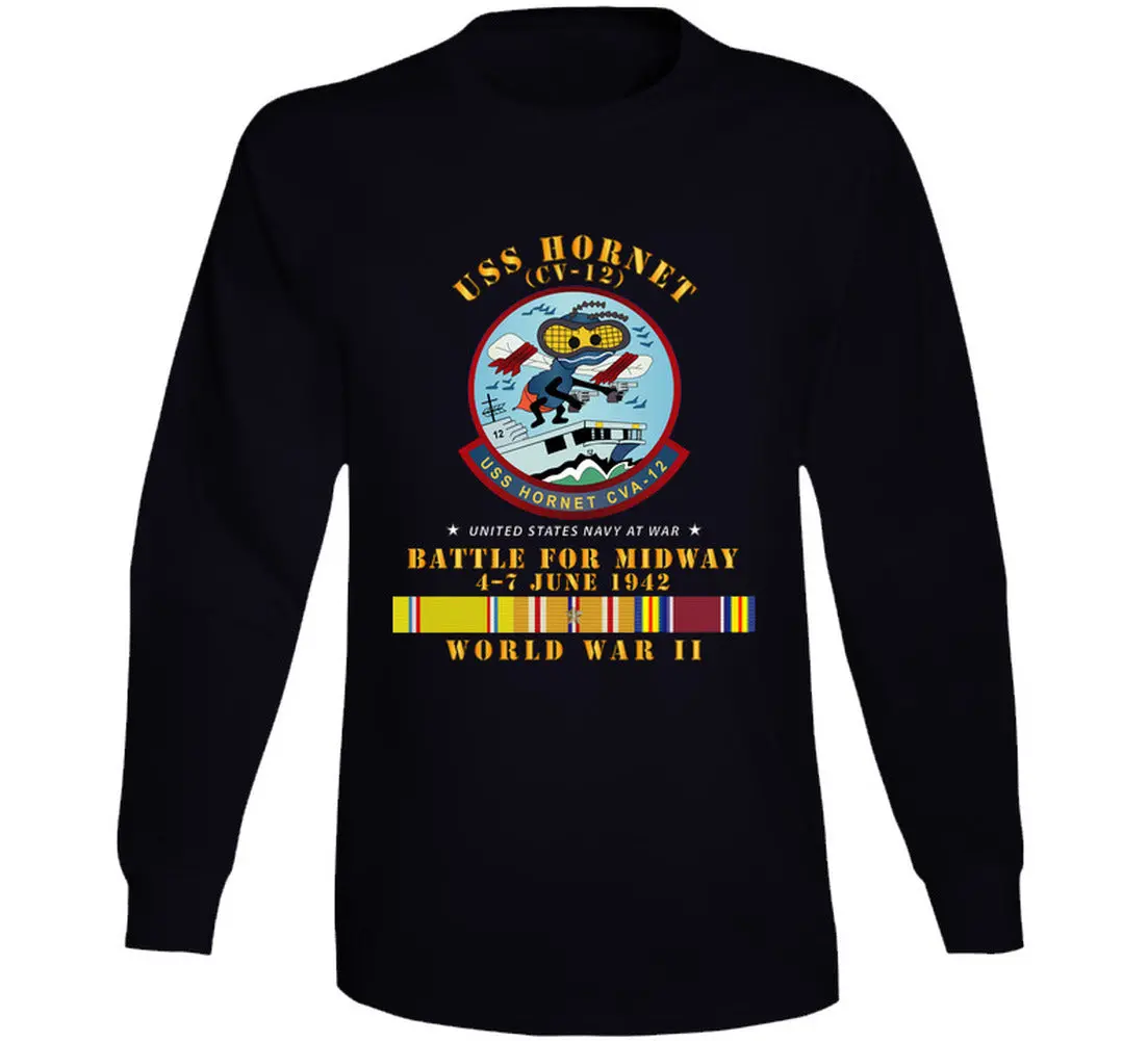 Navy - Uss Hornet (Cv-12) - Battle For Midway - Wwii W Pac Svc - Long Sleeve 1