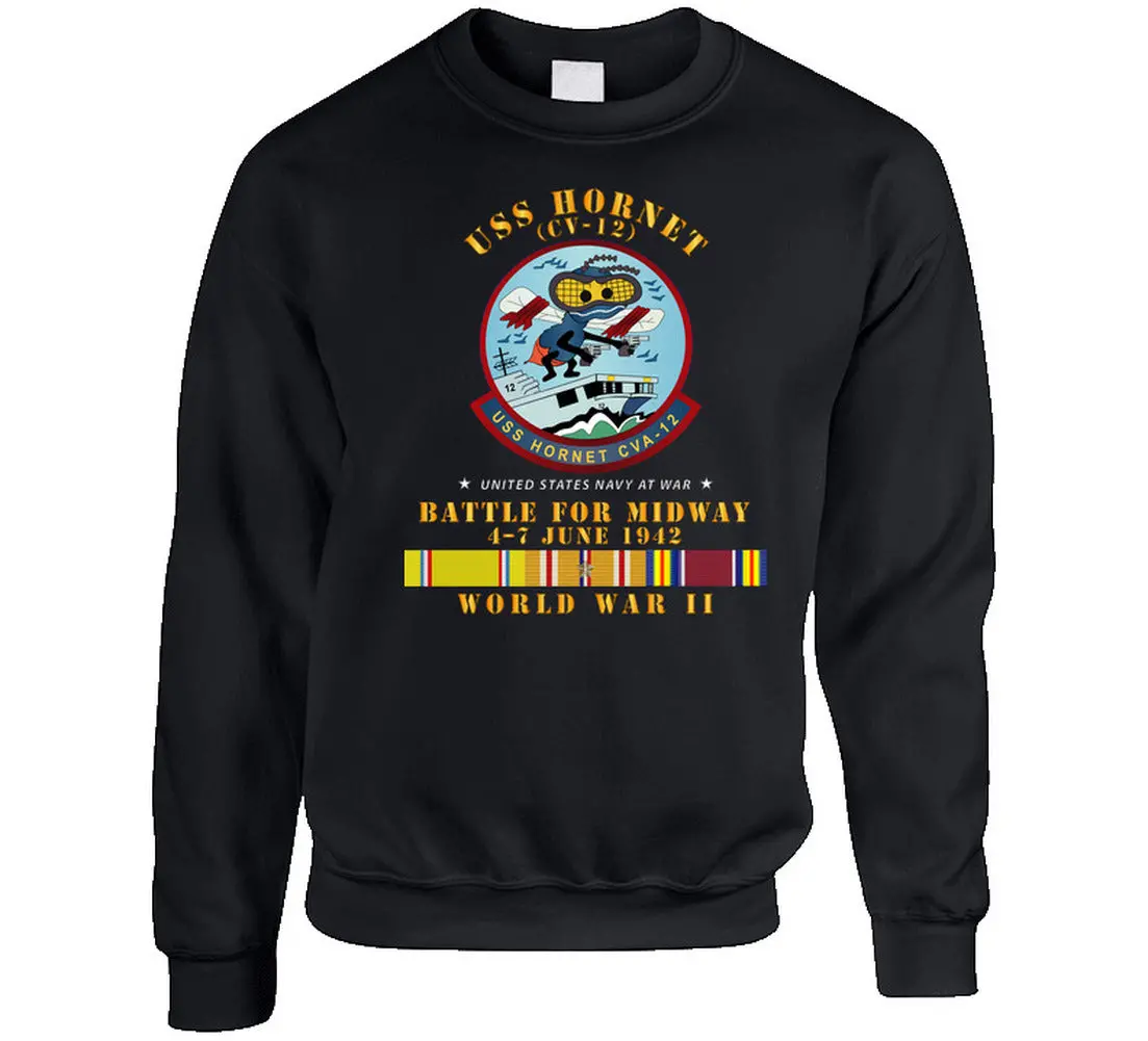 Navy - Uss Hornet (Cv-12) - Battle For Midway - Wwii W Pac Svc - Sweatshirt 1