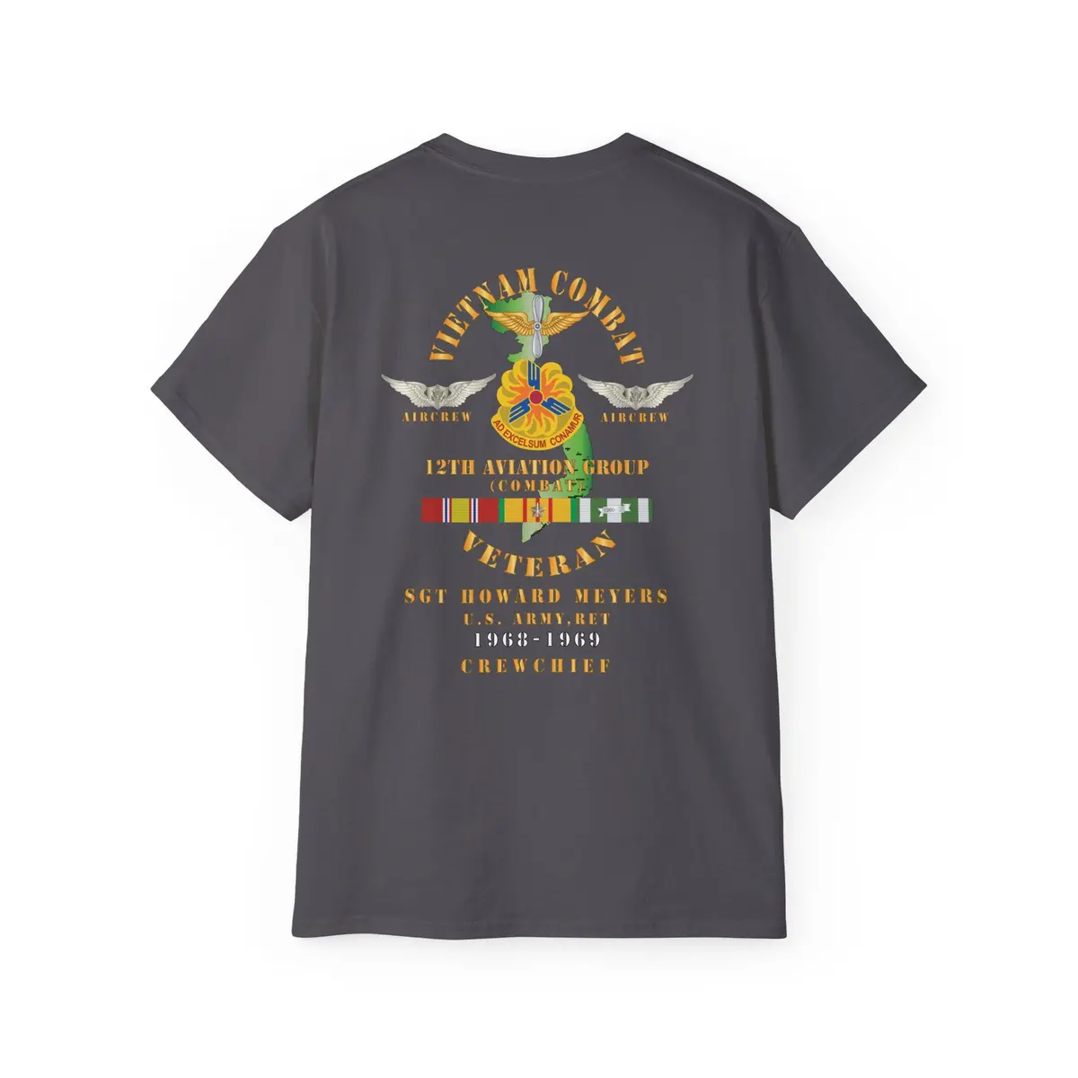 Unisex Ultra Cotton Tee - Vietnam Combat Aviation Vet W Air Crew Badges - 12Th Aviation Group - Vietnam - Ssi - Sgt Howard Meyers - 1968-1969 Svc X 300 41