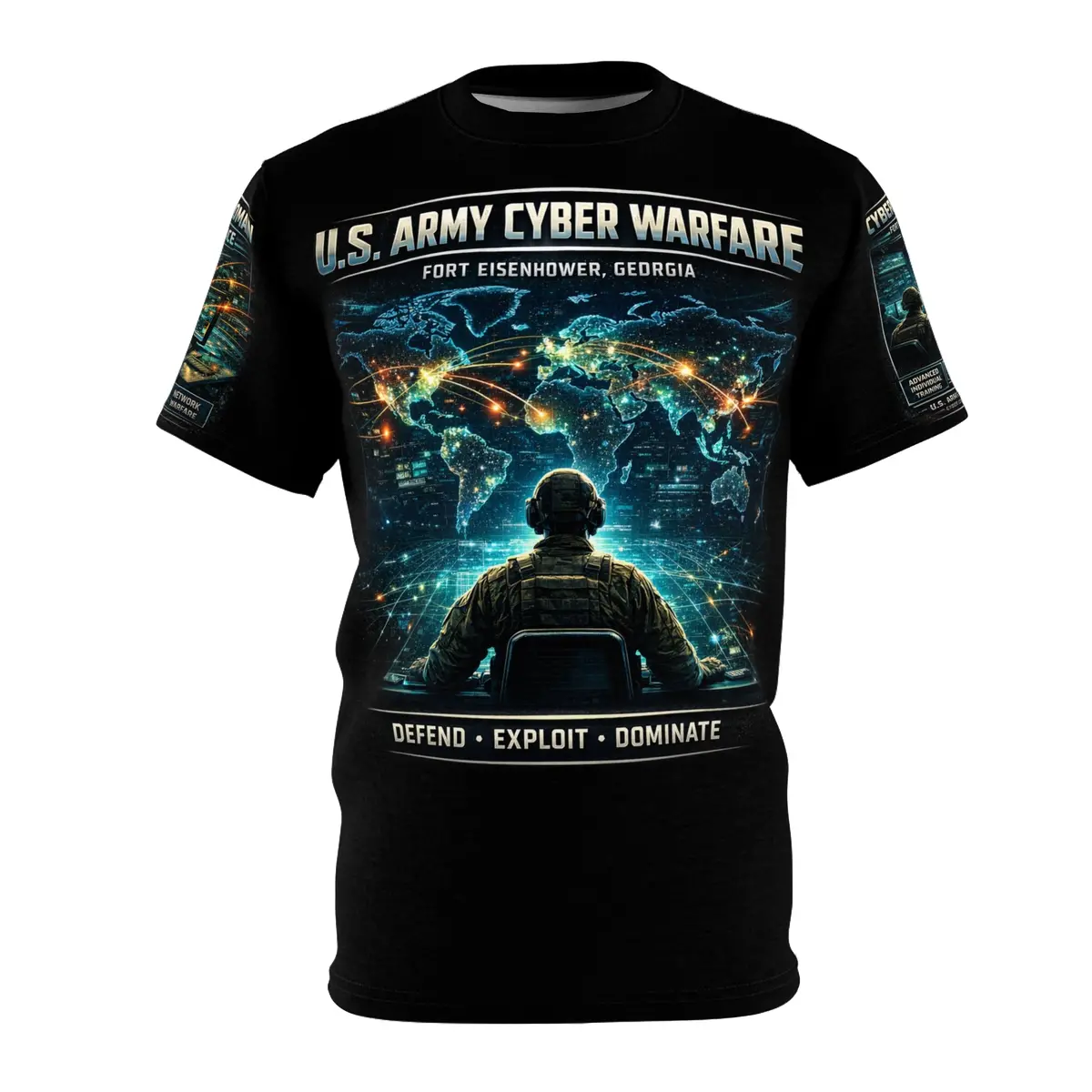 U.S. Army Cyber Warfare All-Over Print Tee — "Warfare In The Fifth Domain" 1