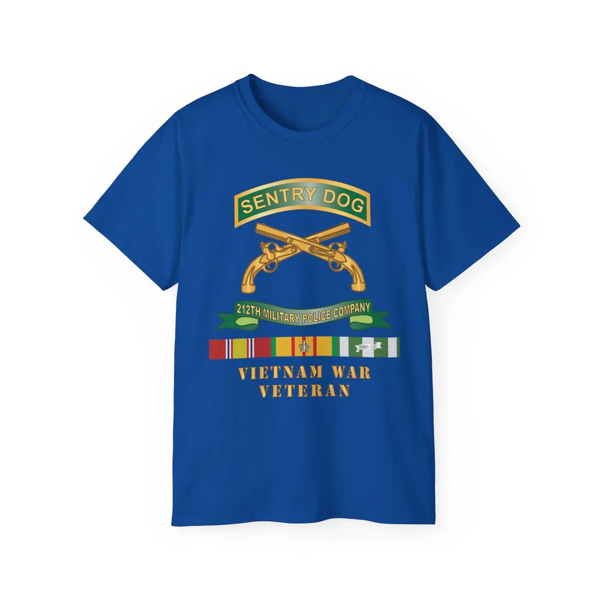 Unisex Ultra Cotton Tee - Army - Sentry Dog - 212Th Military Police Company W Br - Ribbon Vietnam War Veteran W Vn Svc X 300 11