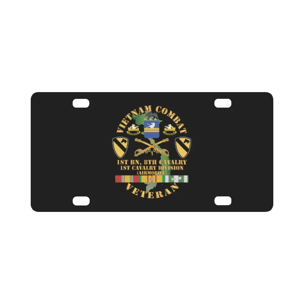 Army - Vietnam Combat Cavalry Veteran W 1St Bn - 8Th Cav Coa - 1St Cav Div Wo Airmobile Classic License Plate 1