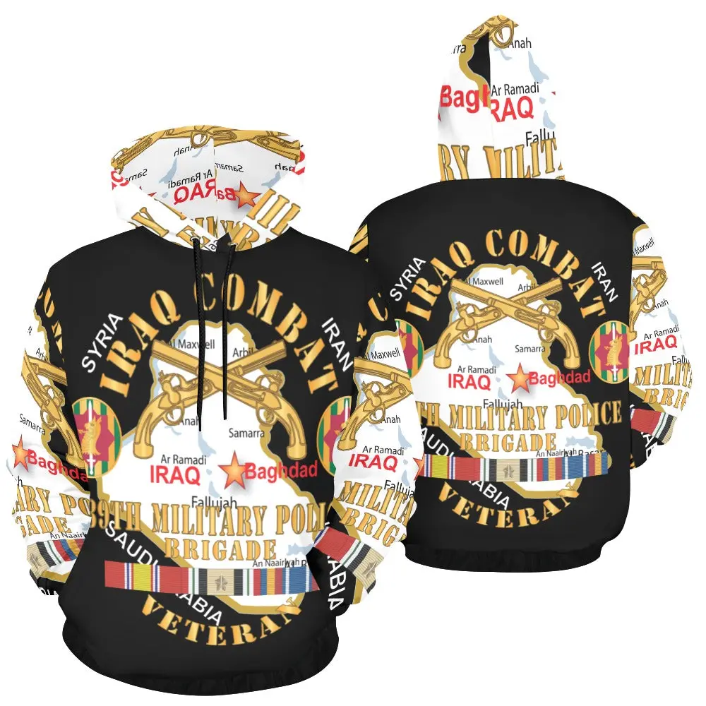 Men's All Over Print Hoodie (Usa Size) (Model H13) - Army - 89Th Military Police Brigade - Iraq Combat Veteran - Ssi - Br W Iraq Svc X 300 1