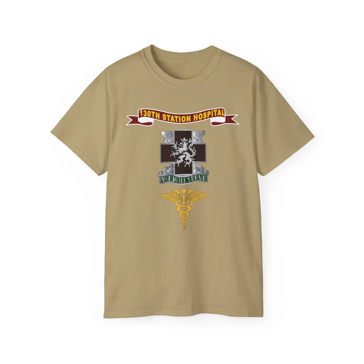 Unisex Ultra Cotton Tee - Army - 130Th Station Hospital - Ribbon - Dui - Army Medical Corps Branch X 300 3
