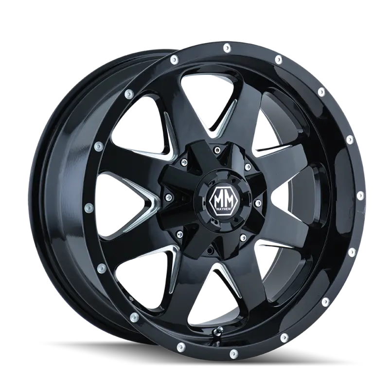 Mayhem 8040 Tank 18X9 / 8X165.1 Bp / 18Mm Offset / 130.8Mm Hub Black W/ Milled Spokes Wheel 1